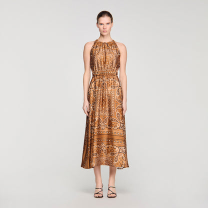 Melanie Bandana-Print Maxi Dress Brown / Black