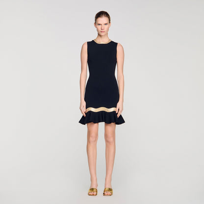 Ophira Metal Chain Knit Short Dress Black