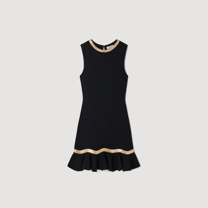 Ophira Metal Chain Knit Short Dress Black