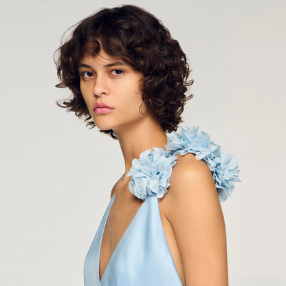 Laurine Asymmetrical Ruffled Dress Blue Sky