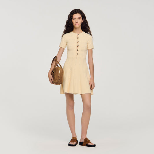 Milou Floral Print Knit Short Dress Vanilla