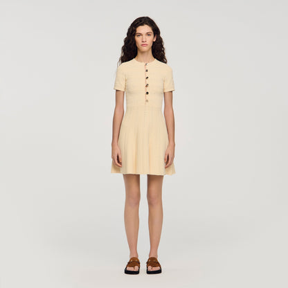 Milou Floral Print Knit Short Dress Vanilla