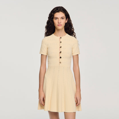 Milou Floral Print Knit Short Dress Vanilla