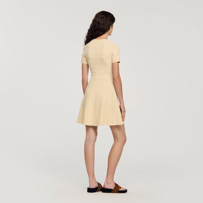 Milou Floral Print Knit Short Dress Vanilla