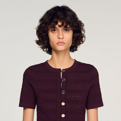 Milou Floral Print Knit Short Dress Brown
