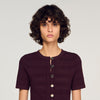 Milou Floral Print Knit Short Dress Brown
