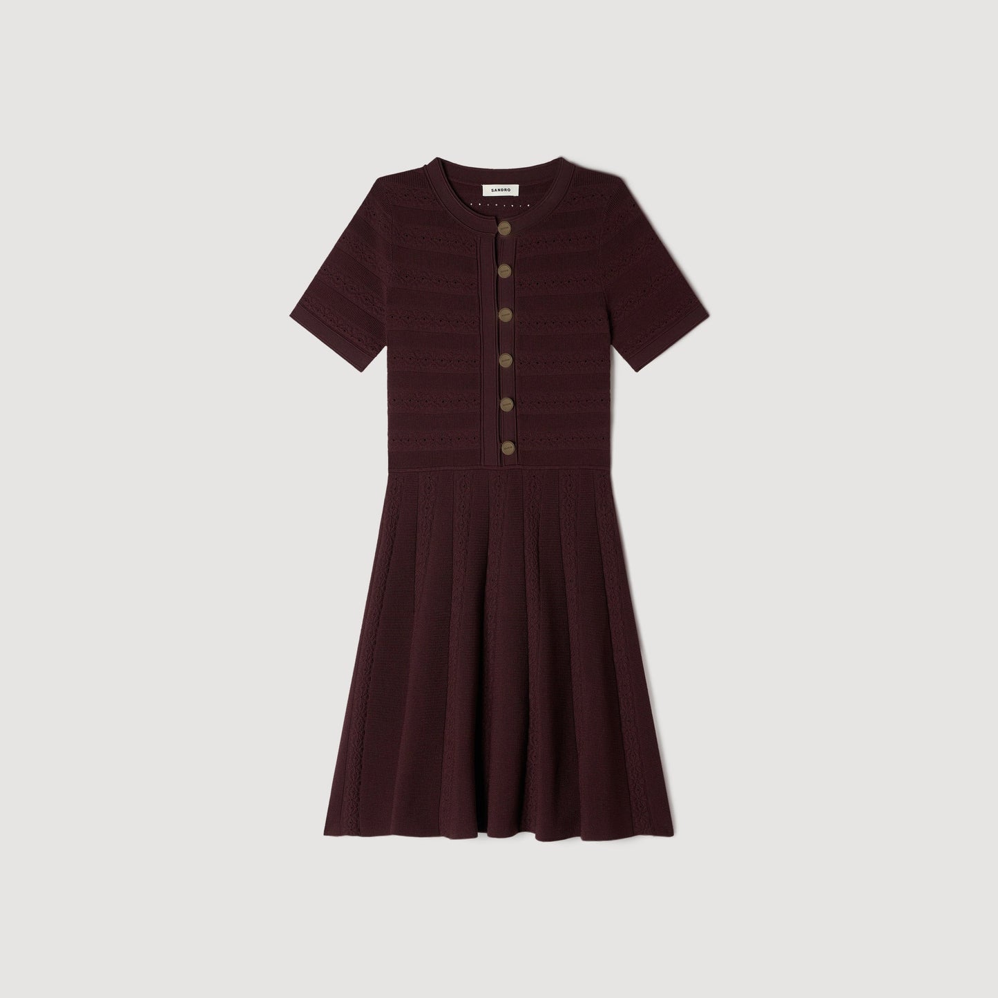 Milou Floral Print Knit Short Dress Brown