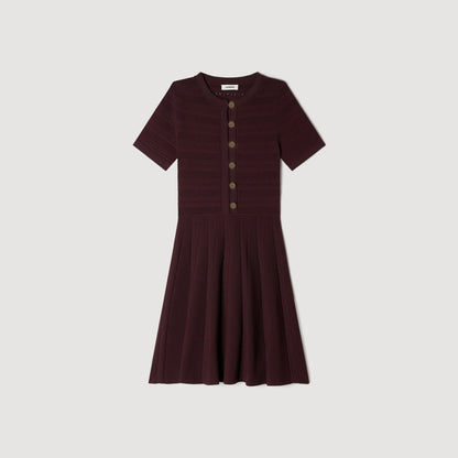 Milou Floral Print Knit Short Dress Brown