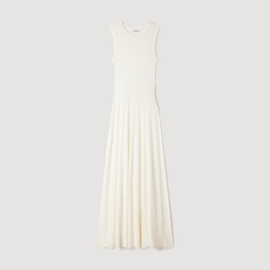 Samantha Pointelle Knit Maxi Dress Ecru