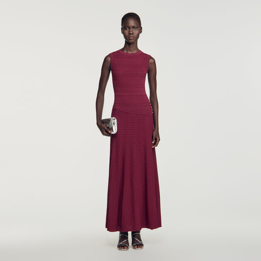 Samantha Pointelle knit maxi dress Bordeaux