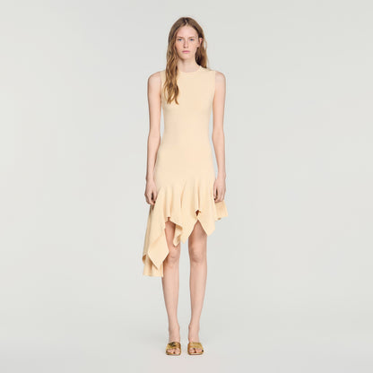 Biancona Asymmetric knit dress Vanilla
