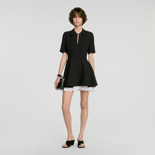 Joye Short contrast skater dress Black
