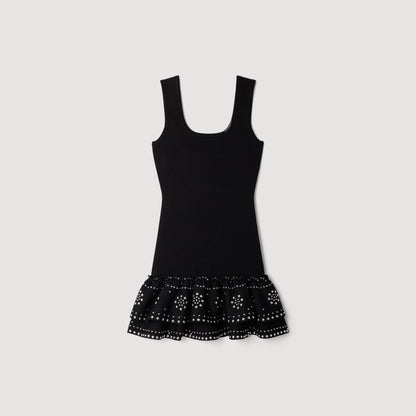 Dalya Short knit dress with studs Black