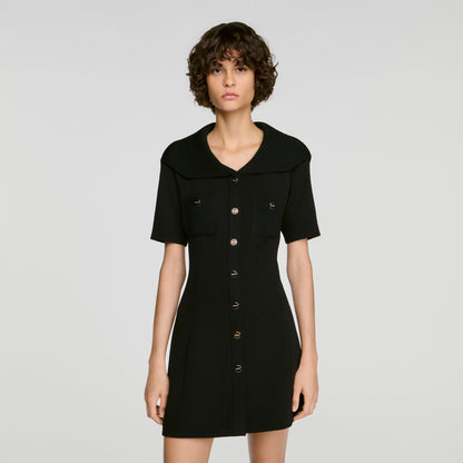 Sabrina Sailor Collar Short Dress Black