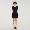 Agnes Short dress with beaded flowers Black