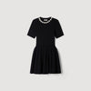 Agnes Short dress with beaded flowers Black