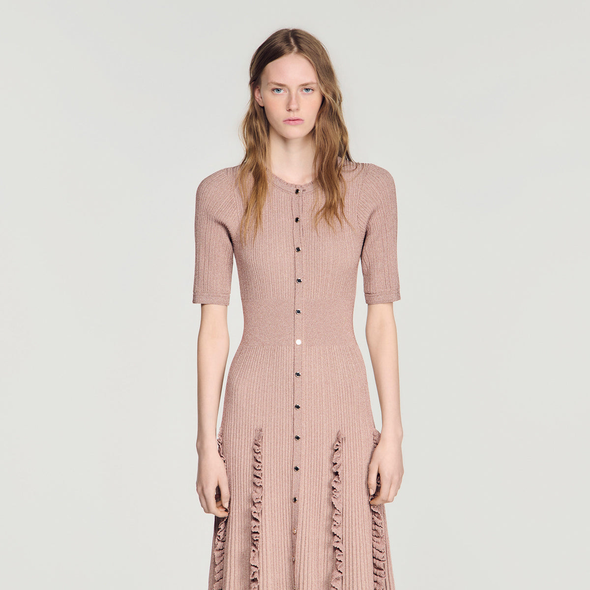 Pietrarosa Sparkling knit maxi dress Nude