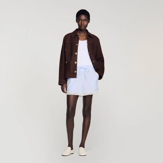 Gaianne Lace Detail Shorts Sky Blue