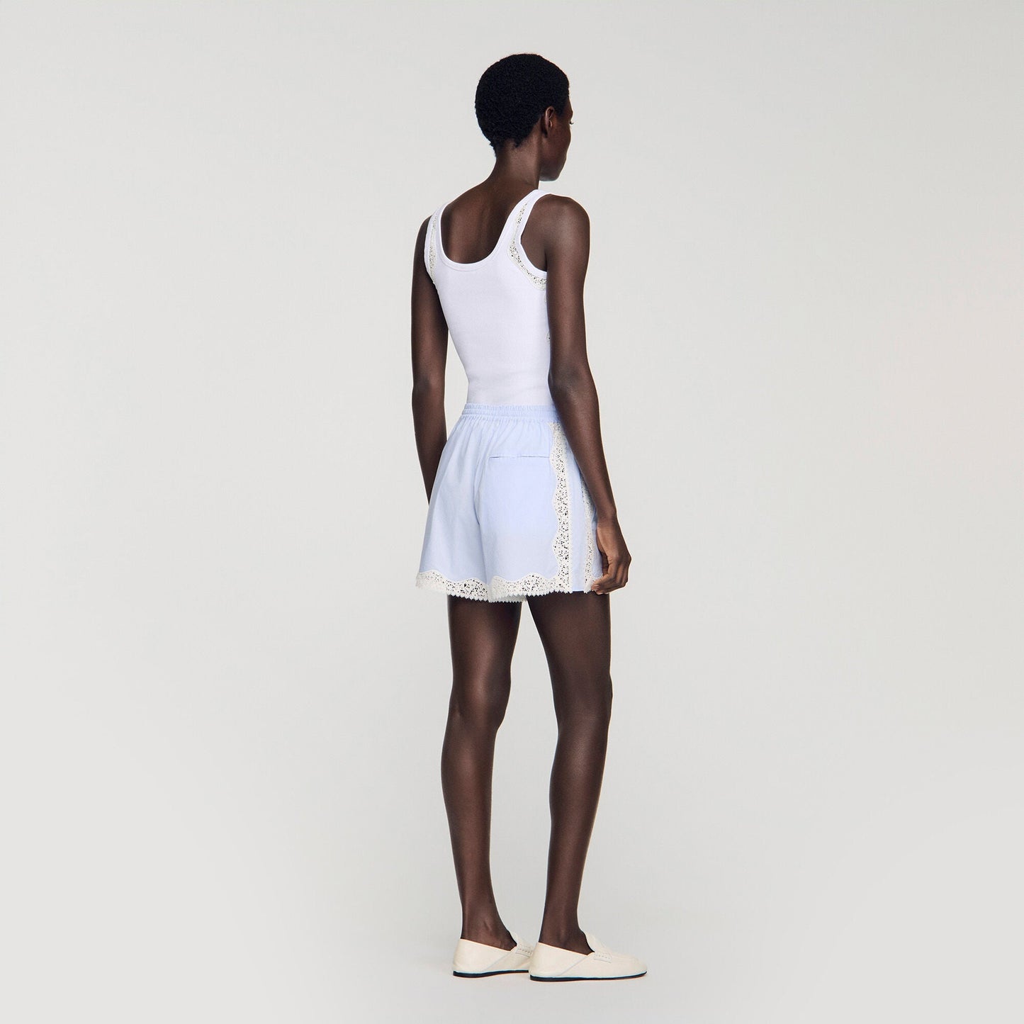 Gaianne Lace Detail Shorts Sky Blue