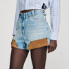 Canyon Riveted Denim And Suede Shorts Light Blue Jean