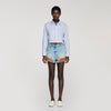 Canyon Riveted Denim And Suede Shorts Light Blue Jean