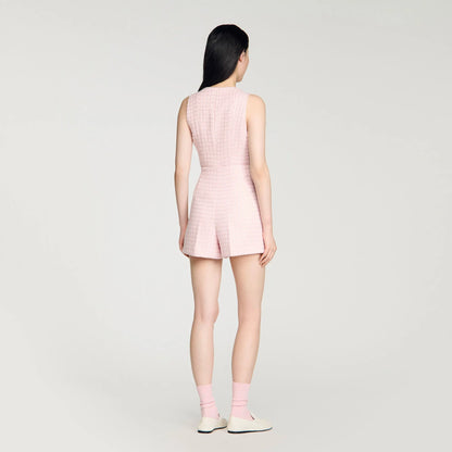 Demilys Sequin Check Tweed Shorts Pink