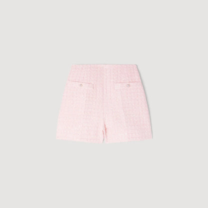 Demilys Sequin Check Tweed Shorts Pink