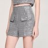 Florent Sequin Houndstooth Tweed Shorts Black / White