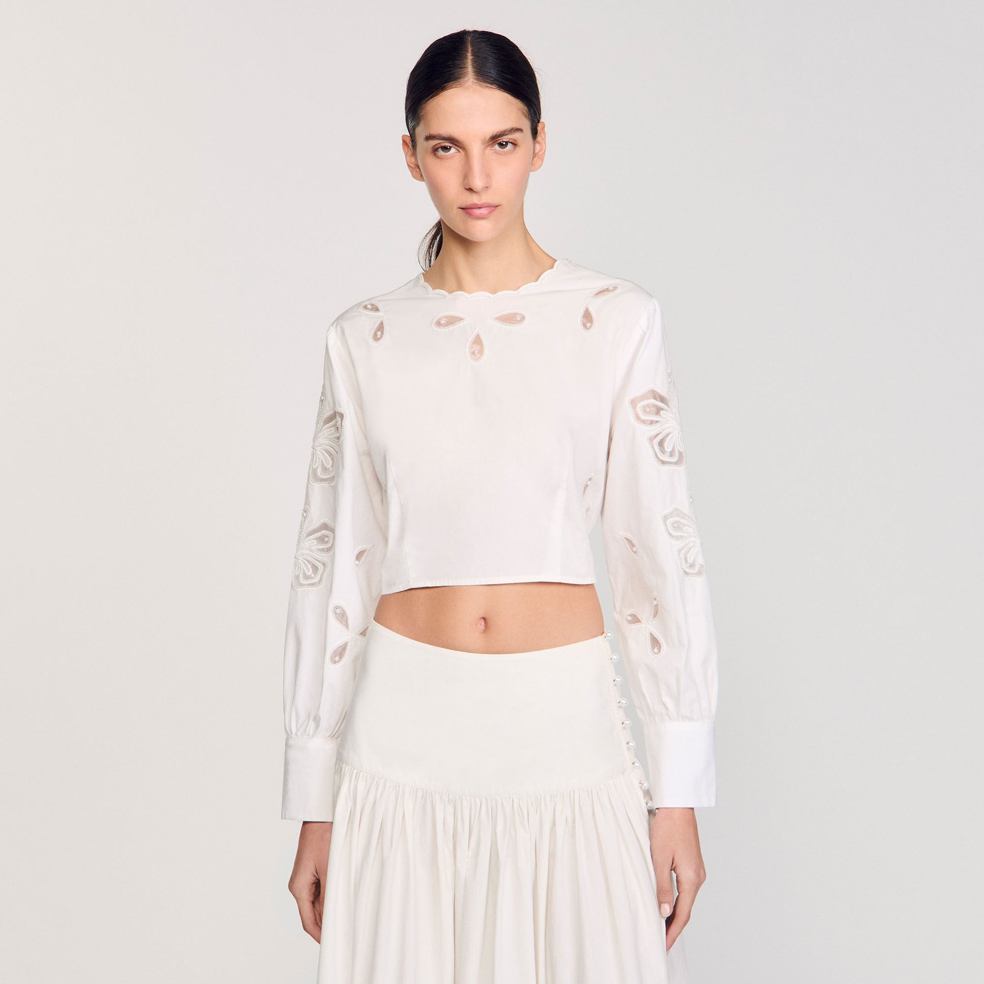 Donie Poplin Crop Top Ecru