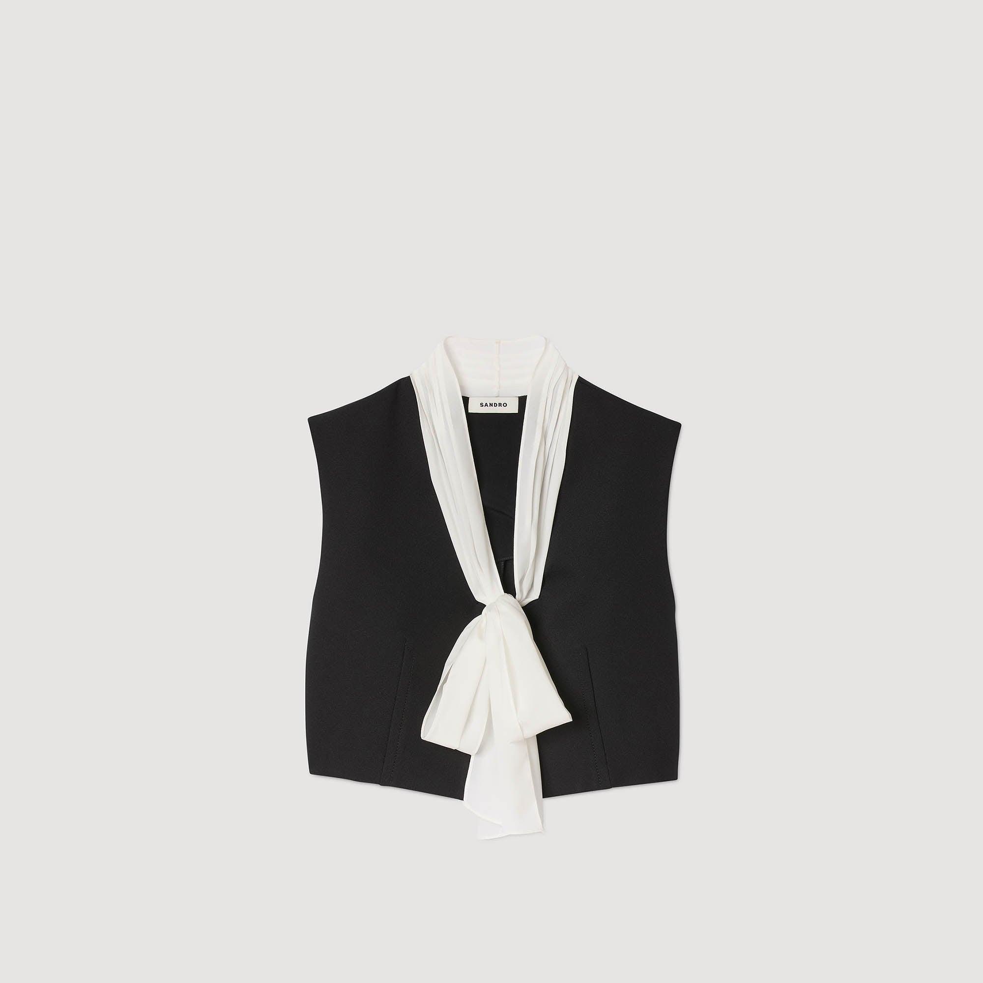 Serene Bow Neck Crop Top Black
