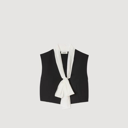 Serene Bow Neck Crop Top Black