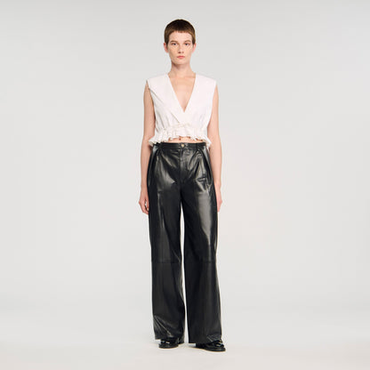 Anatole Ruffled Crop Top Ecru