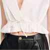Anatole Ruffled Crop Top Ecru
