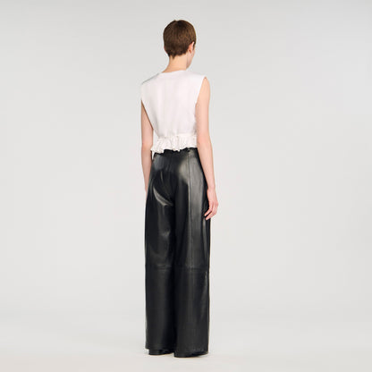 Anatole Ruffled Crop Top Ecru
