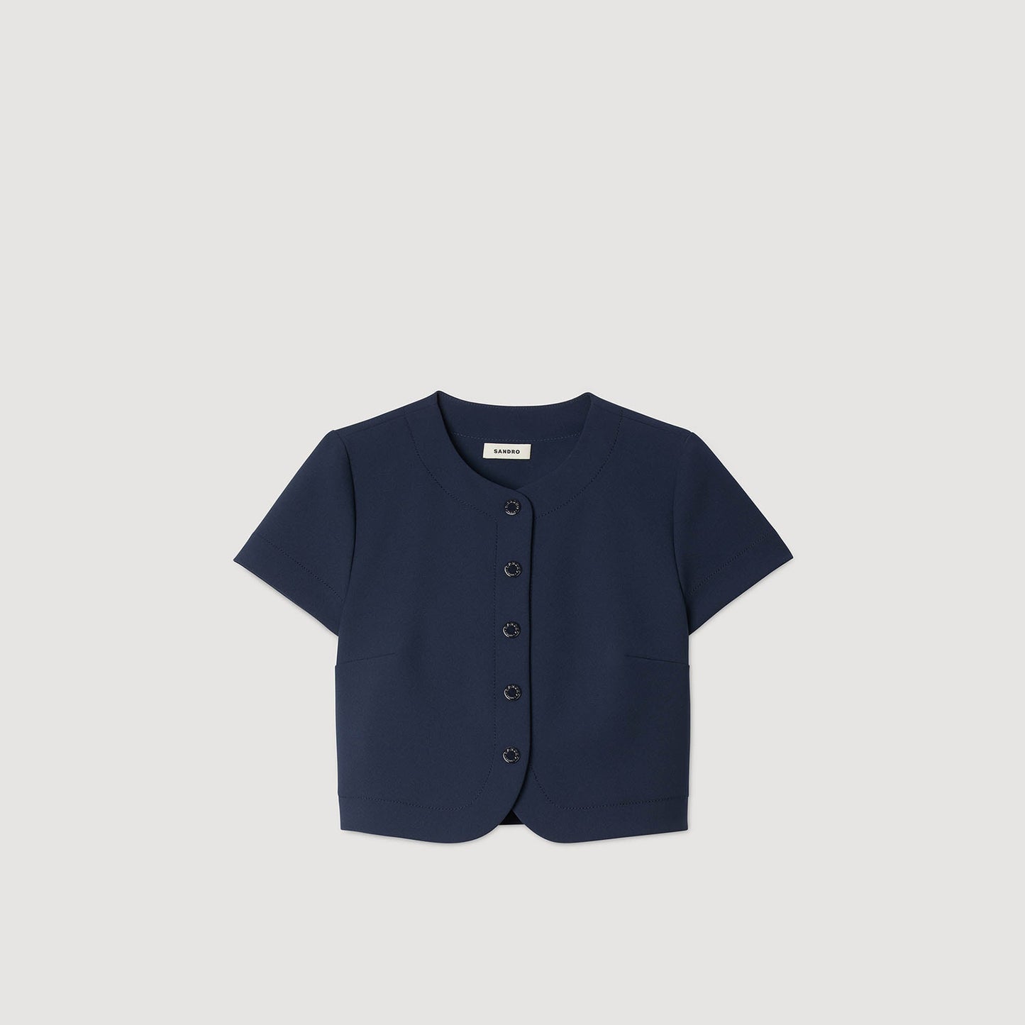 Elianna Buttoned Crop Top Navy Blue