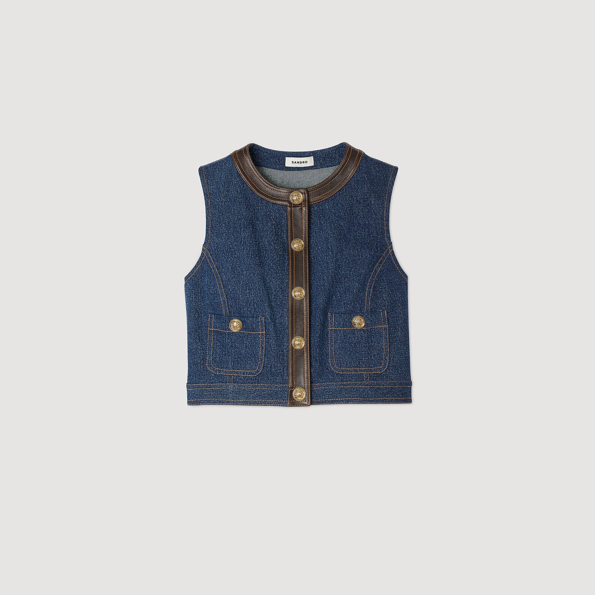 Portland Denim And Leather Top Dark Blue