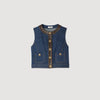 Portland Denim And Leather Top Dark Blue