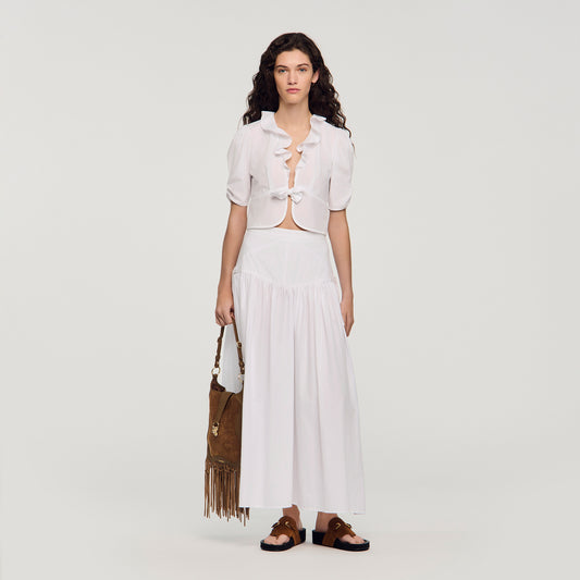 Aleo Ruffled Crop Top White