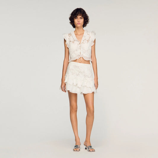 Nayana Guipure Lace Crop Top White