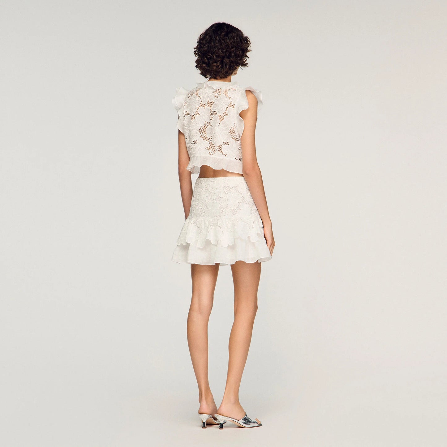 Nayana Guipure Lace Crop Top White