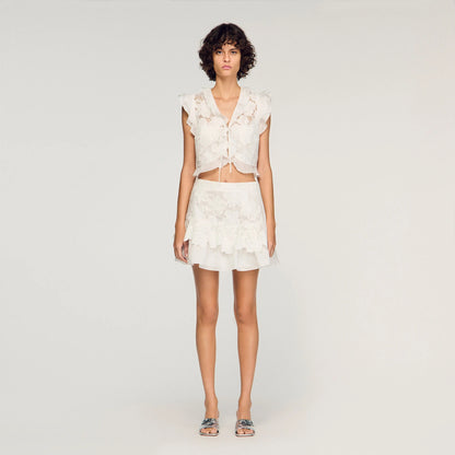 Nayana Guipure Lace Crop Top White