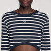Lyvie Cropped Striped Cotton T-Shirt Marine / Blanc