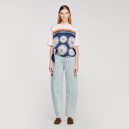 Daisy Teeshirt Scarf Print T-Shirt DEEP BLUE / OCHER