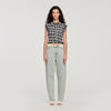 Camila Flower Print Smocked T-Shirt Deep Blue / Ocher