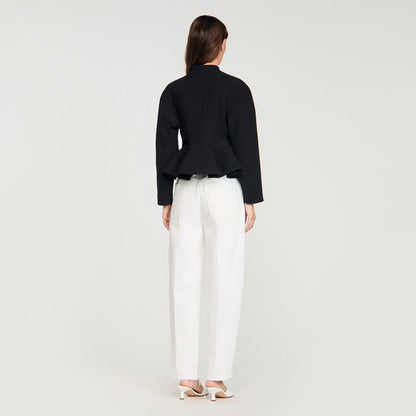 Julie Cropped Ruffled Peplum Jacket Black