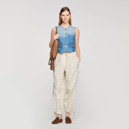 Lilio Cropped Studded Denim Jacket Blue Jean