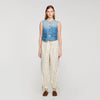 Lilio Cropped Studded Denim Jacket Blue Jean
