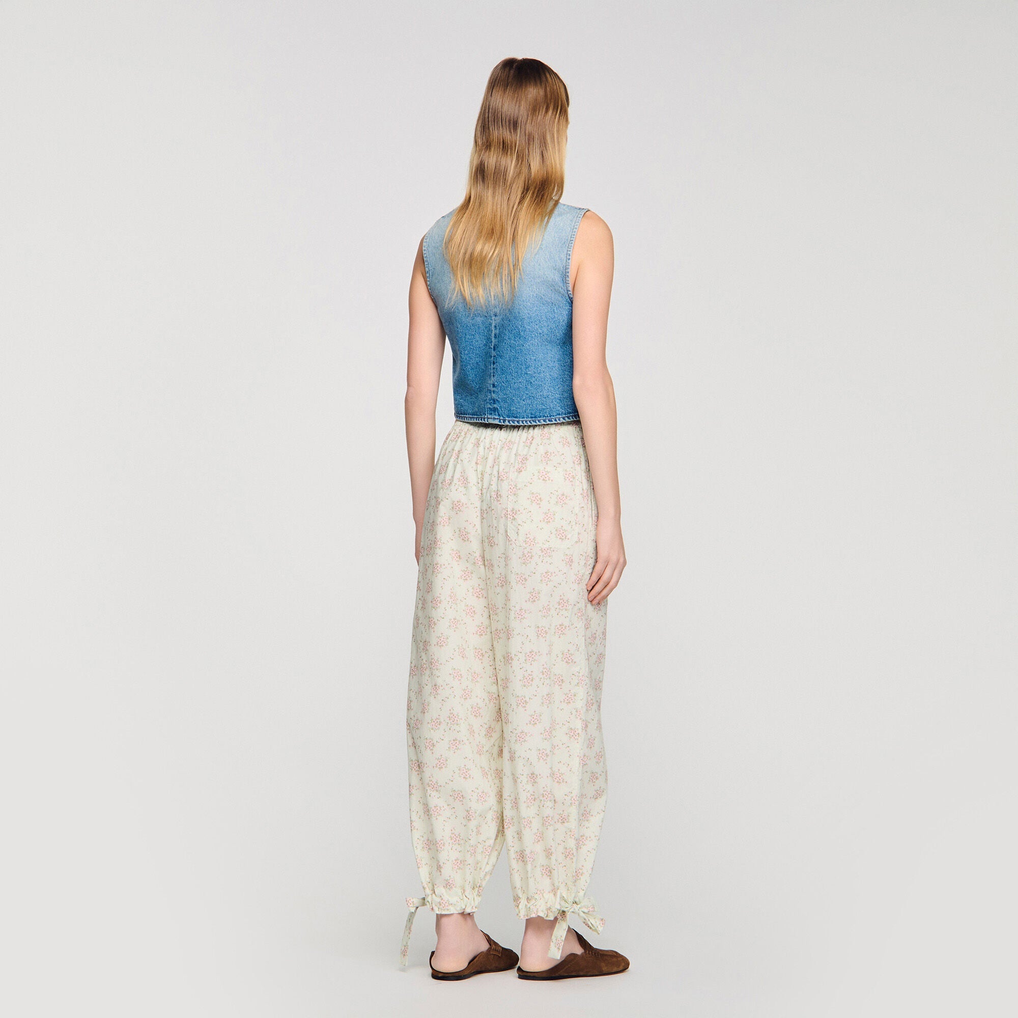 Lilio Cropped Studded Denim Jacket Blue Jean