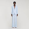 Opera Sequin-Stripe Tailored Jacket Sky Blue