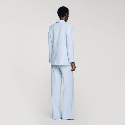 Opera Sequin-Stripe Tailored Jacket Sky Blue